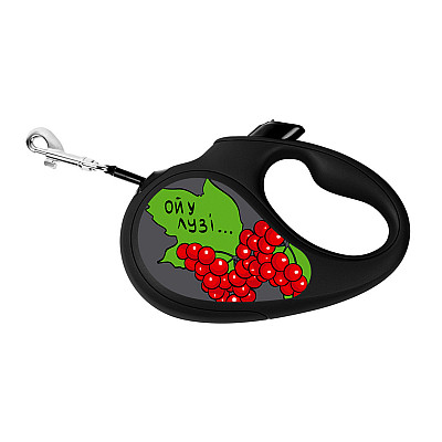 Повідець-рулетка для собак WAUDOG R-leash, малюнок "Калина", L, до 50 кг, 5 м, світловідбиваюча стрічка чорний