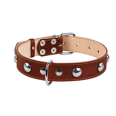 Ошейник "CoLLaR" двойной с украшениями (ширина 35мм, длина 48-63см) коричневый