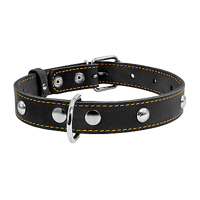 Ошейник "CoLLaR" одинарный с украшениями (ширина 25мм, длина 38-50см) черный