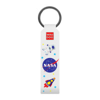Брелок WAUDOG Design с рисунком "NASA", премиум кожа (ширина 20мм, длина 95мм) белый