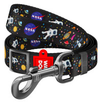 Повідець для собак нейлоновий WAUDOG Nylon, малюнок "NASA", регульований, Ш 20 мм, Дов 152-183 см