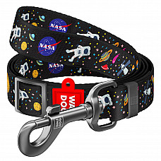 Повідець для собак нейлоновий WAUDOG Nylon, малюнок "NASA", регульований, Ш 20 мм, Дов 152-183 см