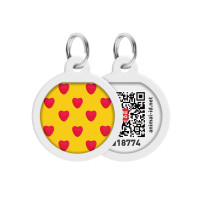 Адресник для собак и кошек металлический WAUDOG Smart ID с QR паспортом, рисунок "Сердца", круг, Д 25 мм
