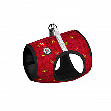 Шлея для собак м'яка WAUDOG Clothes з QR паспортом, малюнок "Супермен червоний", XS2, В 28-31 см, С 20-22 см