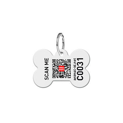 Адресник для собак та котів персоналізований металевий WAUDOG Smart ID з QR паспортом, S, малюнок "Корони", кістка, Д 31 мм, Ш 21 мм