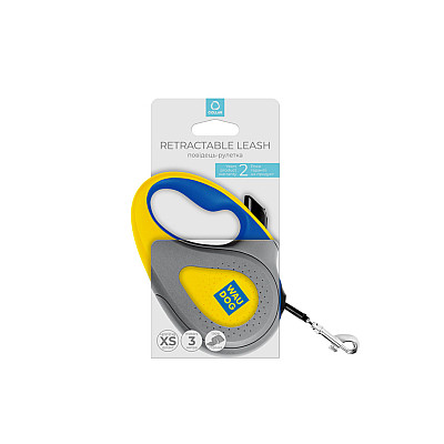 Поводок-рулетка для собак WAUDOG R-leash, рисунок "Colors of freedom", XS, до 12 кг, 3 м, светоотражающая лента