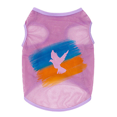 Майка для собак WAUDOG Clothes рисунок "Флаг", сетка, S, B 30-33 см, C 18-21 см розовый