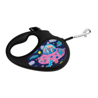 Поводок-рулетка для собак WAUDOG R-leash, рисунок "Год и Морти 1", S, до 15 кг, 5 м, светоотражающая черная лента