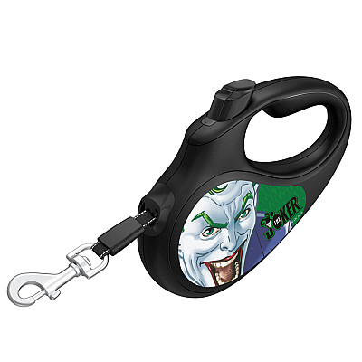 Повідець-рулетка для собак WAUDOG R-leash, малюнок "Джокер Зелений", S, до 15 кг, 5 м, світловідбиваюча стрічка чорний