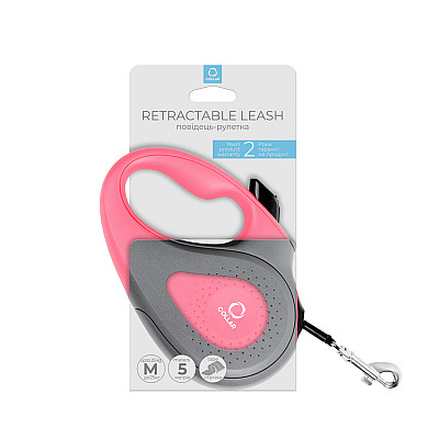 Поводок-рулетка CoLLaR для собак размер M, 25 кг, 5 м, лента розовый