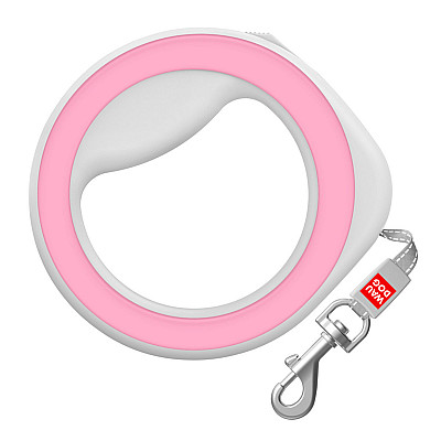 Повідець-рулетка для собак WAUDOG R-leash, кругла, XS-M, до 40 кг, 2,9 м, світловідбиваюча стрічка рожевий
