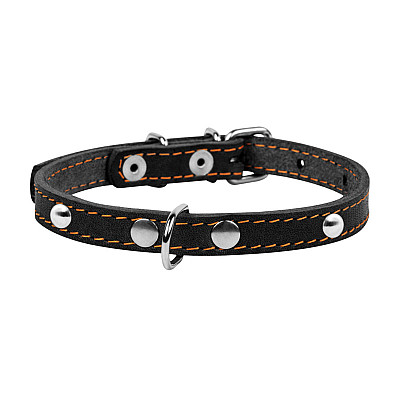 Ошейник &Cot;CoLLaR одинарный с украшениями (ширина 14мм, длина 27-35см) черный