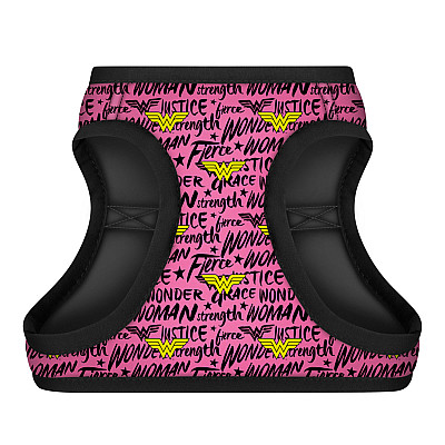 Шлея для собак м'яка WAUDOG Clothes з QR паспортом, малюнок "Диво-жінка в рожевому", S1, В 40-45 см, С 29-31 см