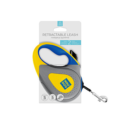 Поводок-рулетка для собак WAUDOG R-leash, рисунок "Colors of freedom", S, до 15 кг, 5 м, светоотражающая лента