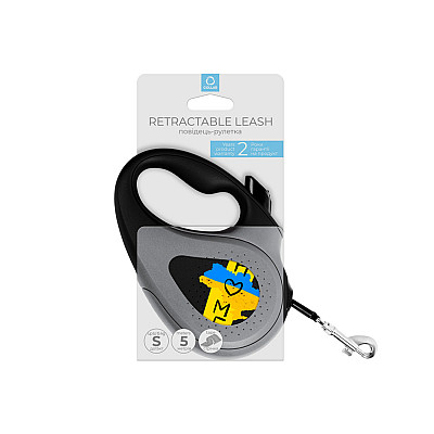 Поводок-рулетка для собак WAUDOG R-leash, рисунок "Дом", S, до 15 кг, 5 м, светоотражающая лента черный