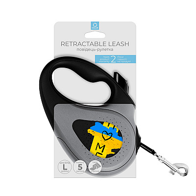 Поводок-рулетка для собак WAUDOG R-leash, рисунок "Дом", L, до 50 кг, 5 м, светоотражающая лента черный