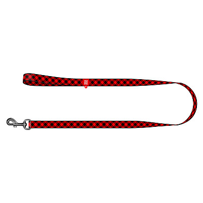 Повідець для собак нейлоновий WAUDOG Nylon, малюнок "Шотландка червона", Ш 15 мм, Дов 122 см
