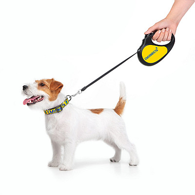 Повідець-рулетка для собак WAUDOG R-leash, малюнок "Сміливість", S, до 15 кг, 5 м, світловідбиваюча стрічка чорний