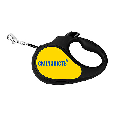 Повідець-рулетка для собак WAUDOG R-leash, малюнок "Сміливість", S, до 15 кг, 5 м, світловідбиваюча стрічка чорний