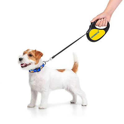 Повідець-рулетка для собак WAUDOG R-leash, малюнок "Сміливість", S, до 15 кг, 5 м, світловідбиваюча стрічка чорний
