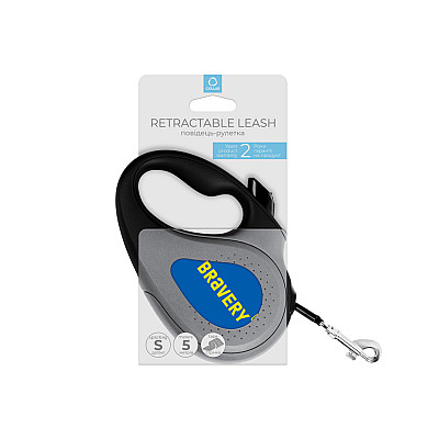 Повідець-рулетка для собак WAUDOG R-leash, малюнок "Сміливість", S, до 15 кг, 5 м, світловідбиваюча стрічка чорний