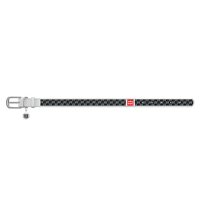 Нашийник WAUDOG Design з малюнком "Капітоне", преміум шкіра, металева пряжка (ширина 20 мм, довжина 30-39 см) білий