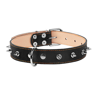 Ошейник "CoLLaR" двойной с шипами (ширина 35мм, длина 48-63см) черный