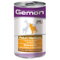 Влажный корм для собак Gemon Dog Wet Medium Adult кусочки с курицей и индейкой, 1.25 кг