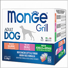 Вологий корм для собак Monge Dog Grill Mix лосось, ягня, свинина, 1.2 кг