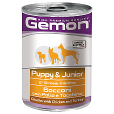Вологий корм для цуценят Gemon Dog Wet Puppy & Junior шматочки з куркою и індичкою, 415 г