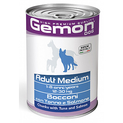 Вологий корм для собак Gemon Dog Wet Medium Adult шматочки з тунцем та лососем, 415 г