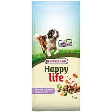 Happy Life Senior Light with Chicken ХЕППІ ЛАЙФ СЕНЬЙОР ЛАЙТ низькокалорійний сухий преміум корм для літніх собак та вихованців із проблемами зайвої ваги , 15 кг.