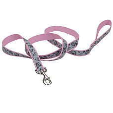 Coastal Lazer Brite Reflective Leash КОСТАЛ ЛАЗЕР БРАЙТ світловідбивний повідець для собак, 2.5смХ1.8м , Серця рожевий см.