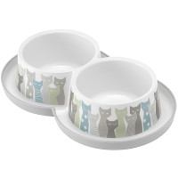 Moderna Double Trendy Dinner Maasai МОДЕРНАЯ МАСАИ двойная миска для кошек, 2х350мл, светло-серый см., 0.7 л., d-10 см см.