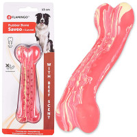 Flamingo Rubber Saveo Curved Bone Beef ФЛАМИНГО САВЕО ВИГНУТАЯ КОСТЬ жевательная игрушка для собак, вкус говядины, 13х4 см см.