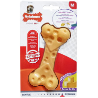Nylabone Extreme Chew Cheese Bone НИЛАБОН СЫРНАЯ КОСТЬ жевательная игрушка для собак, вкус сыра, M, для собак до 16 кг см., творог см., 12,5x6x3 см см.