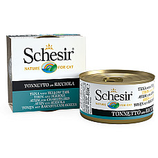 Schesir Tuna with Yellow Tail ШЕЗІР ТУНЕЦЬ З ЖОВТОХВОСТОМ в желе натуральні консерви для котів, вологий корм, банка 85г , 0.085 кг.