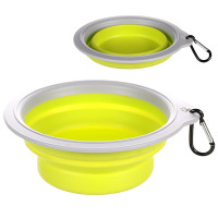 Flamingo Travel Bowl Bubo ФЛАМИНГО БУБО складная миска с карабином для собак и кошек, 0.625 л., зеленый – серый л., 18х17х6,2 см см.