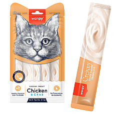 Wanpy Creamy Lickable Treats Chicken & Crab ВАНПІ КУРКА З КРАБОМ рідкі ласощі для котів , 0.07 кг., в пакунку 5 стіків по 14 г см.