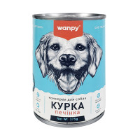 Wanpy Chicken & Liver ВАНПІ КУРКА ПЕЧІНКА паштет вологий корм консерви для собак, банка 375г , 0.375 кг.