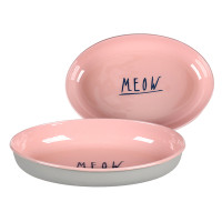 Flamingo Nell Oval ФЛАМИНГО НЕЛЛ ОВАЛЬНАЯ эмалированная миска для кошек 275мл, 0.275 л., розовый - серый л.