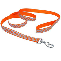 Coastal Lazer Brite Reflective Leash КОСТАЛ ЛАЗЕР БРАЙТ светоотражающий поводок для собак, 1.6смХ1.2м, Оранжевые точки см., 1,6см х 1,2м см.