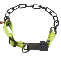 Sprenger Adjustable Collar with Assembly Chain СПРЕНГЕР РЕГУЛЬОВАНИЙ НАШИЙНИК з нейлоном для собак, середня ланка, нержавіюча сталь , Зелений - воронена сталь см., 3 мм, 60-65 см см.