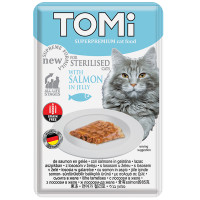 TOMi Sterilised Salmon in Jelly ТОМІ СТЕРІЛАЙЗИД ЛОСОСЬ В ЖЕЛЕ консерви для стерилізованих котів, вологий корм, пауч 85г , 0.085 кг.