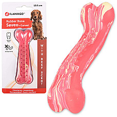 Flamingo Rubber Saveo Curved Bone Beef ФЛАМІНГО САВЕО ВИГНУТА КІСТКА жувальна іграшка для собак, смак яловичини , 10,5х3,5 см см.