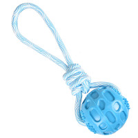Flamingo Rudo Ball With Rope ФЛАМИНГО РУДО Мяч с веревкой игрушка для собак, 7,5х7,5х26,3 см см., голубой см.