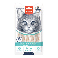 Wanpy Functional Creamy Lickable Treat Skin&amp;Coat ВАНПИ КОЖА И ШЕРСТЬ функциональное жидкое лакомство для кошек , 0.07 кг., в упаковке 5 стиков по 14 г см.
