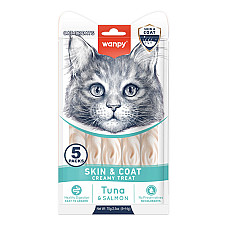 Wanpy Functional Creamy Lickable Treat Skin&Coat ВАНПІ ШКІРА Й ШЕРСТЬ функціональні рідкі ласощі для котів , 0.07 кг., в пакунку 5 стіків по 14 г см.