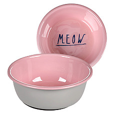 Flamingo Nell Round ФЛАМІНГО НЕЛЛ КРУГЛА емальована миска для котів , 0.25 л., Рожевий - сірий л.