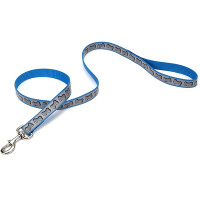 Coastal Lazer Brite Reflective Leash КОСТАЛ ЛАЗЕР БРАЙТ светоотражающий поводок для собак, 1.6смХ1.2м, Бирюзовый с косточками см., 1,6см х 1,2м см.